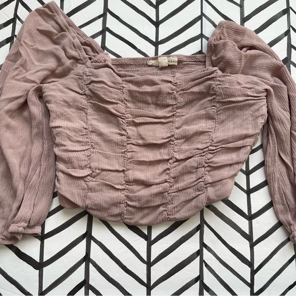 Dry Goods // LA Hearts 3/4 Sleeve Light Pink Crop Tank